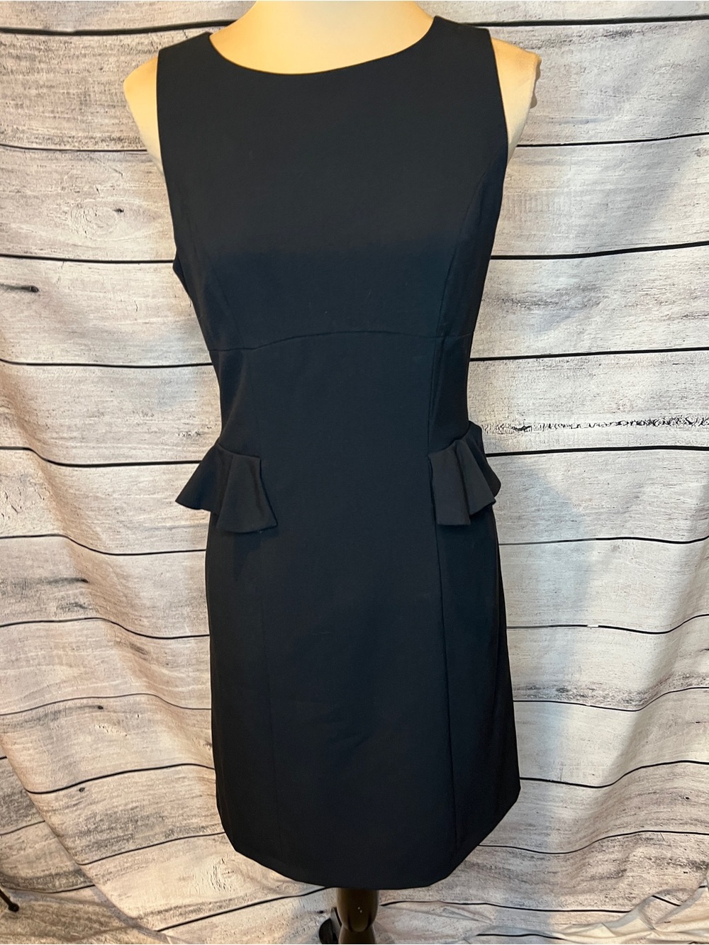 Marc New York Black Sleeveless Sheath  Dress Career Office Fitted Ruffles Waist - Picture 2 of 7